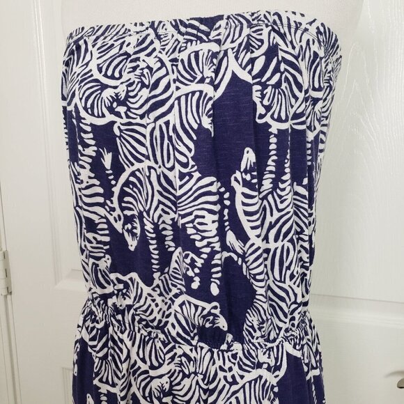 Lilly Pulitzer Matyson Zebra Strapless Dress Bright Navy I Herd You Womens Sz XS - Picture 2 of 12